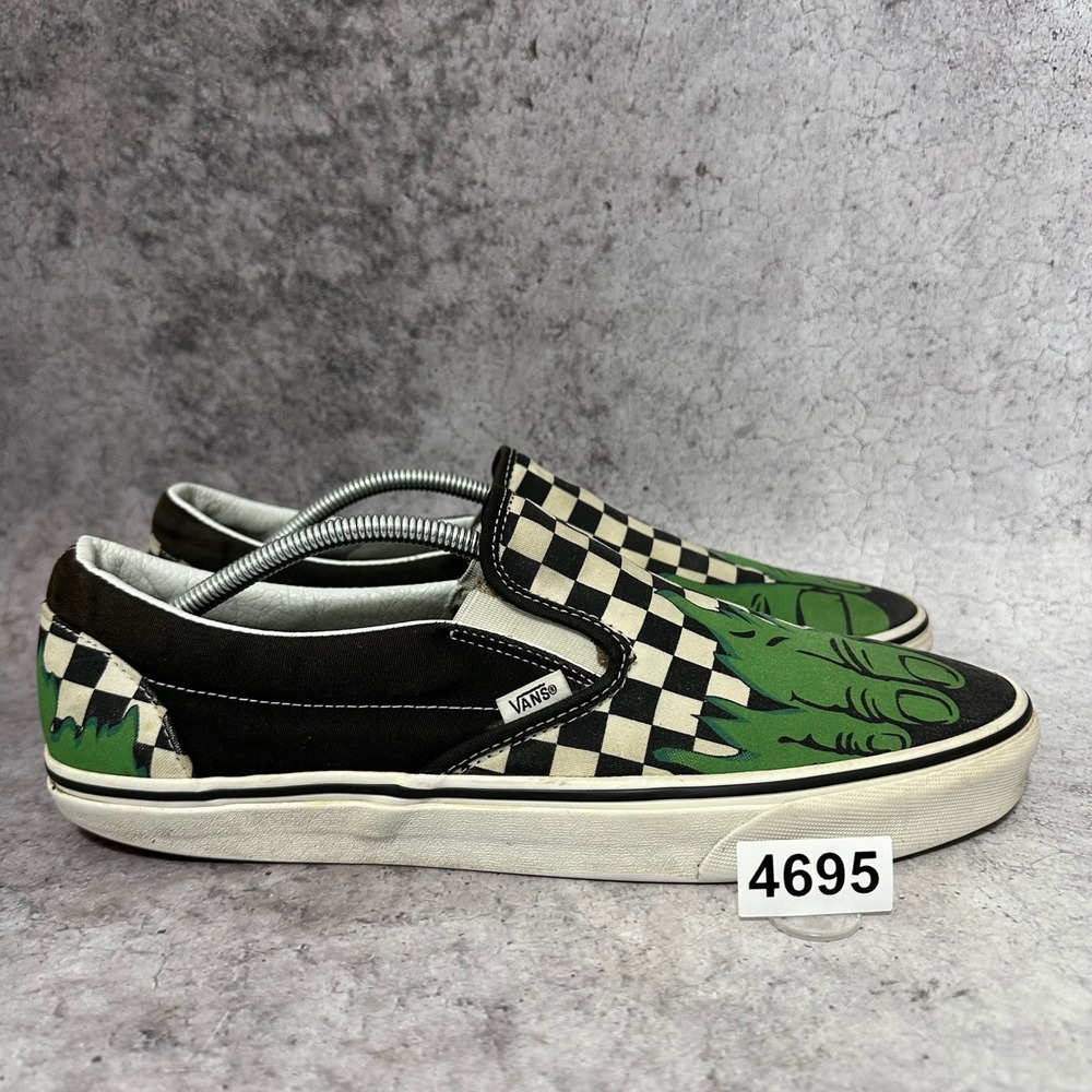 Vans Marvel Hulk Slip-On Mens 13 Checkerboard Green Black Sneakers